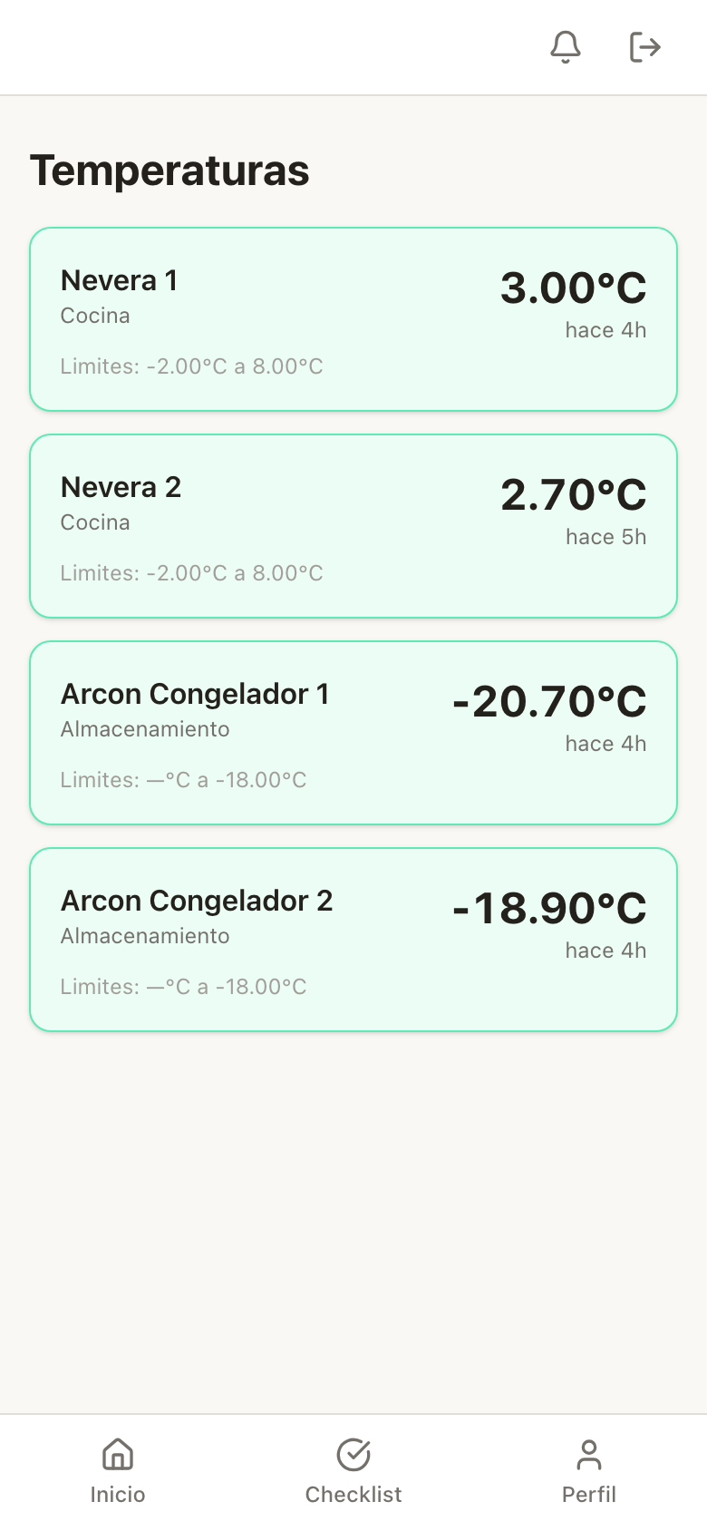 Control de temperaturas en móvil