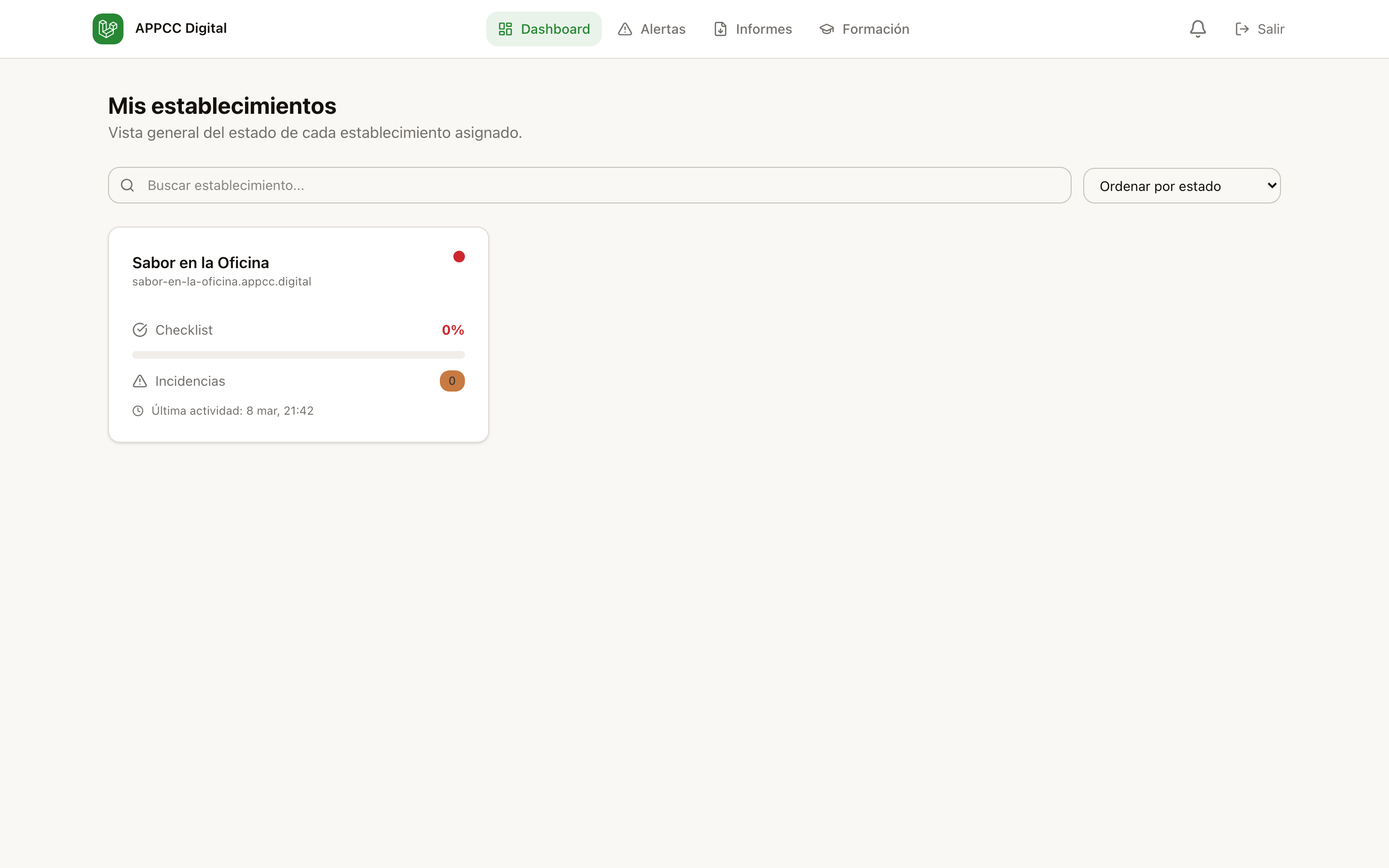 Panel del asesor sanitario